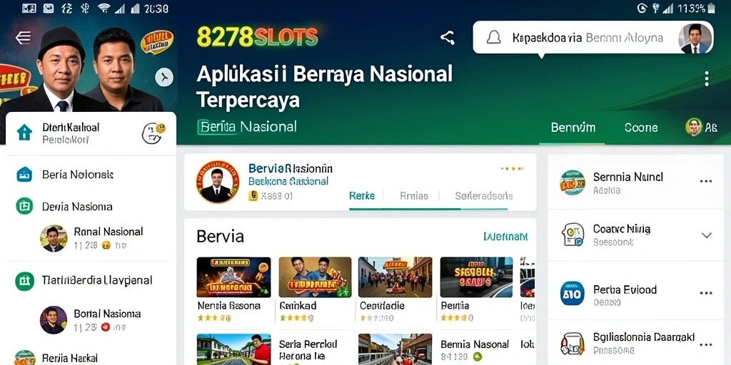 Antarmuka aplikasi 8278SLOTS yang menampilkan berita nasional dengan jelas.