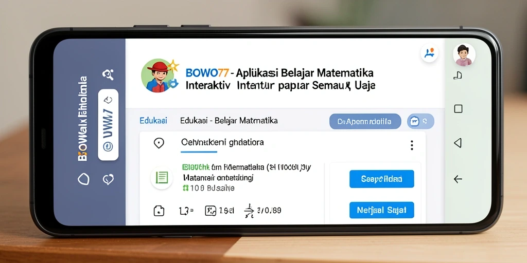 Antarmuka aplikasi BOWO77 yang intuitif dan menarik untuk belajar matematika.