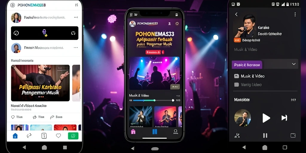 Antarmuka aplikasi POHONEMAS33 dengan fitur Karaoke yang menarik.
